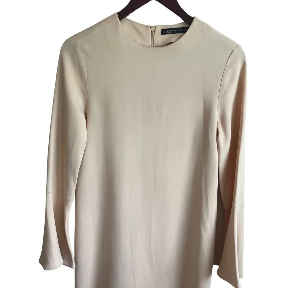 Zara Woman Shift Mini Dress XS Pastel Orange Mod Minimalist Soft Girl‎ Euro Chic